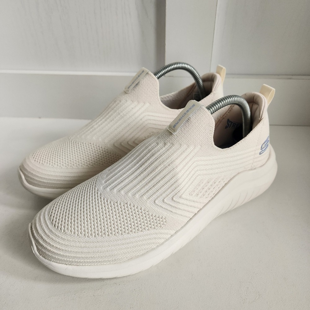 Skechers Ultra Flex 3.0 Smooth Step Cream Knit Slip On Sneaker 179189R Womens 10